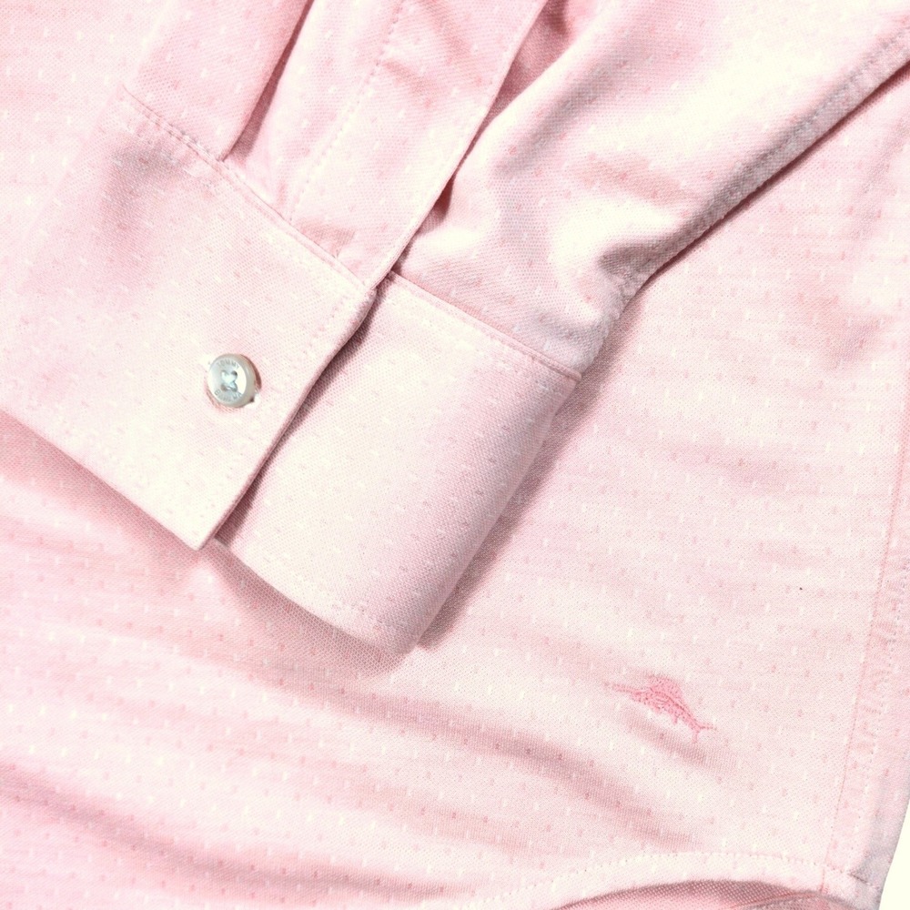 Tommy Bahama IslandZone San Lucio Stretch Pink Micro Dot Shirt XXL Men Long Slve - Picture 7 of 9